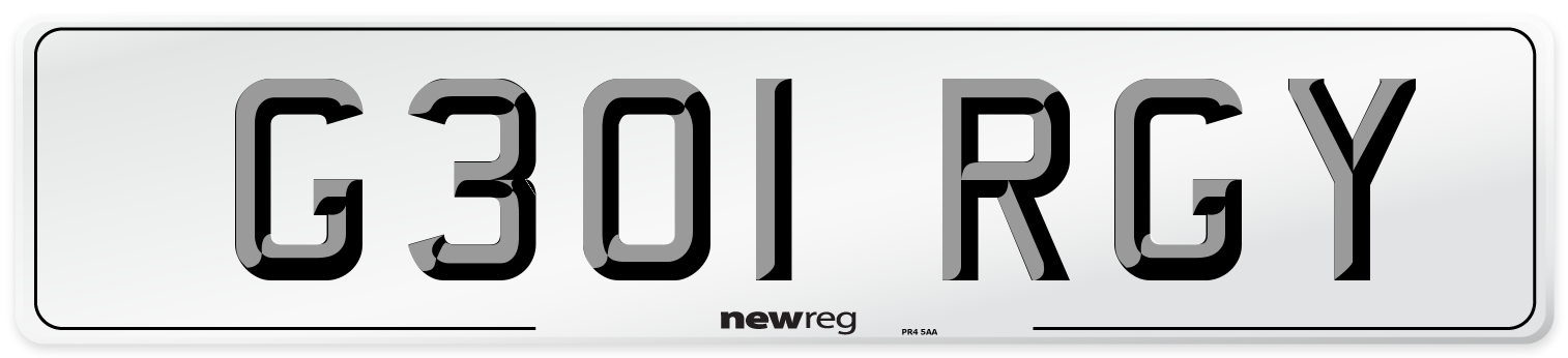 G301 RGY Number Plate from New Reg